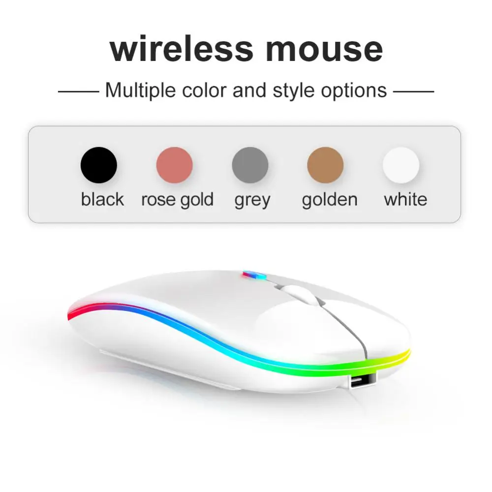 Tablet Phone Computer Mouse Wireless Ricarica Ricaricabile Mouse Wireless Usb Luminoso 2.4G Mouse Portatile