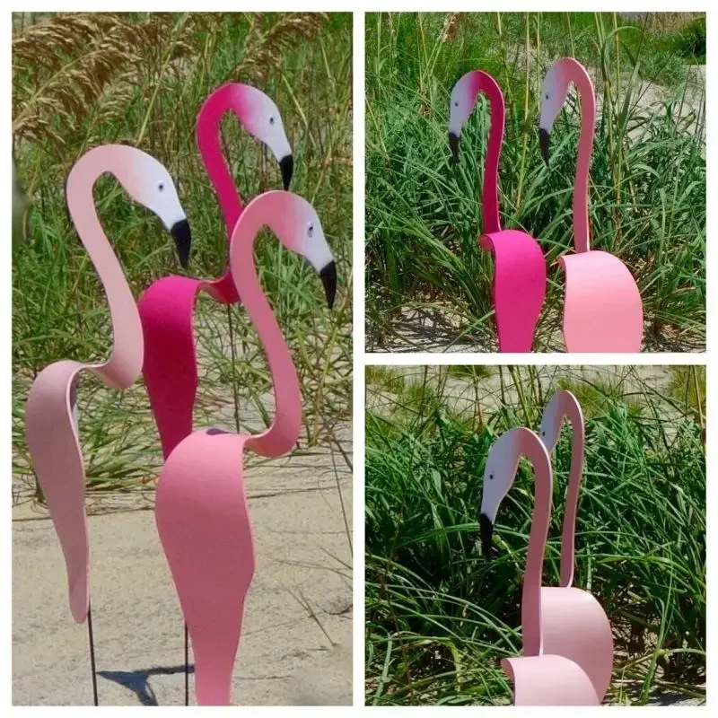 Florida Dancing Birds Garden Metal Art Swirl Dancing Flamingo Birds Courtyard Decoration Wind Spinner Revolving Art Flamingos