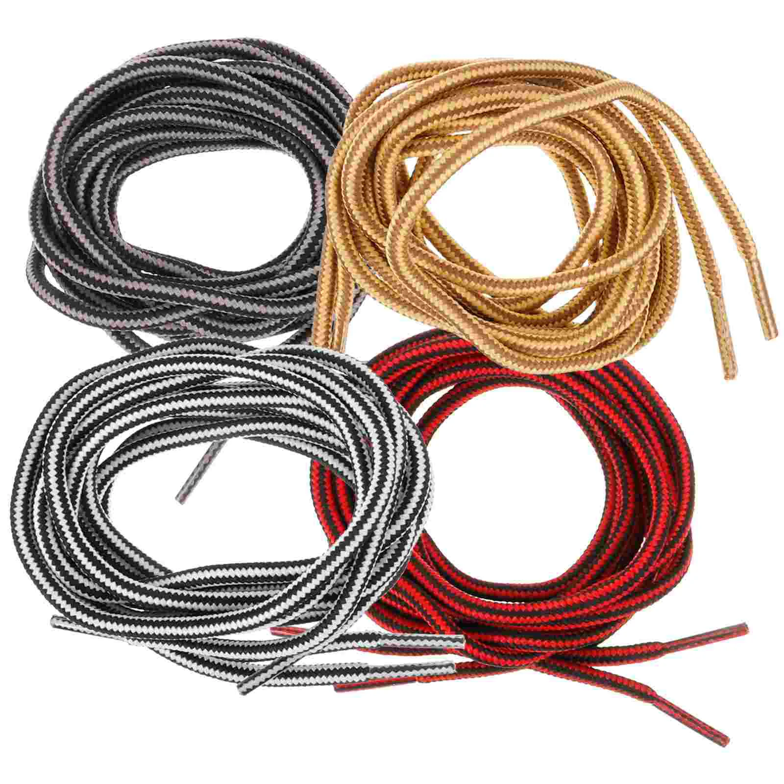 

4 Pairs Shoelaces Retro Round Rope Two-color Sports Shoes Thick for Boots Tie Miss