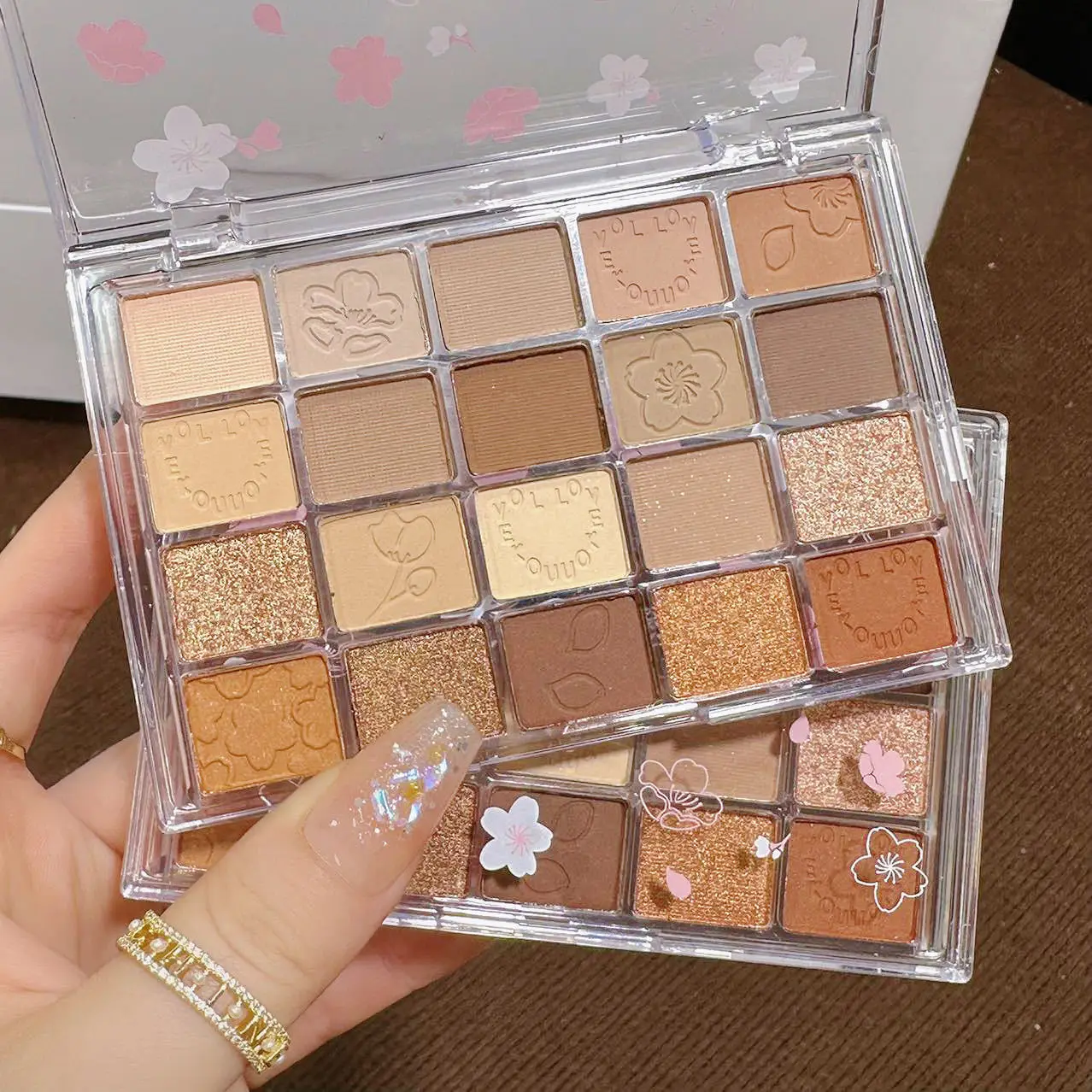 20 Colori Peach Blossom Eye Shadow Palette Glitter Cream Shimmer Shine Waterproof Palette Natural Matte Eye Pigment