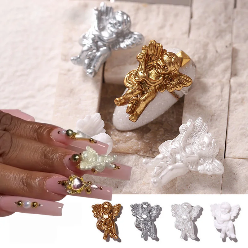 

30PCS Baroque Relief Angel Nail Charm 2023 New Exquisite Light Luxury Four Color DIY Resin Virgin Mary Cupid Nail Accessories