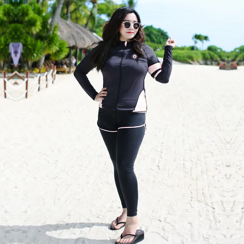 5pcs/set Plus Size Women's Rashguard Sports Swimwear Long Sleeve Swimsuit Conservative Summer Surfing Swimwear Diving Suit