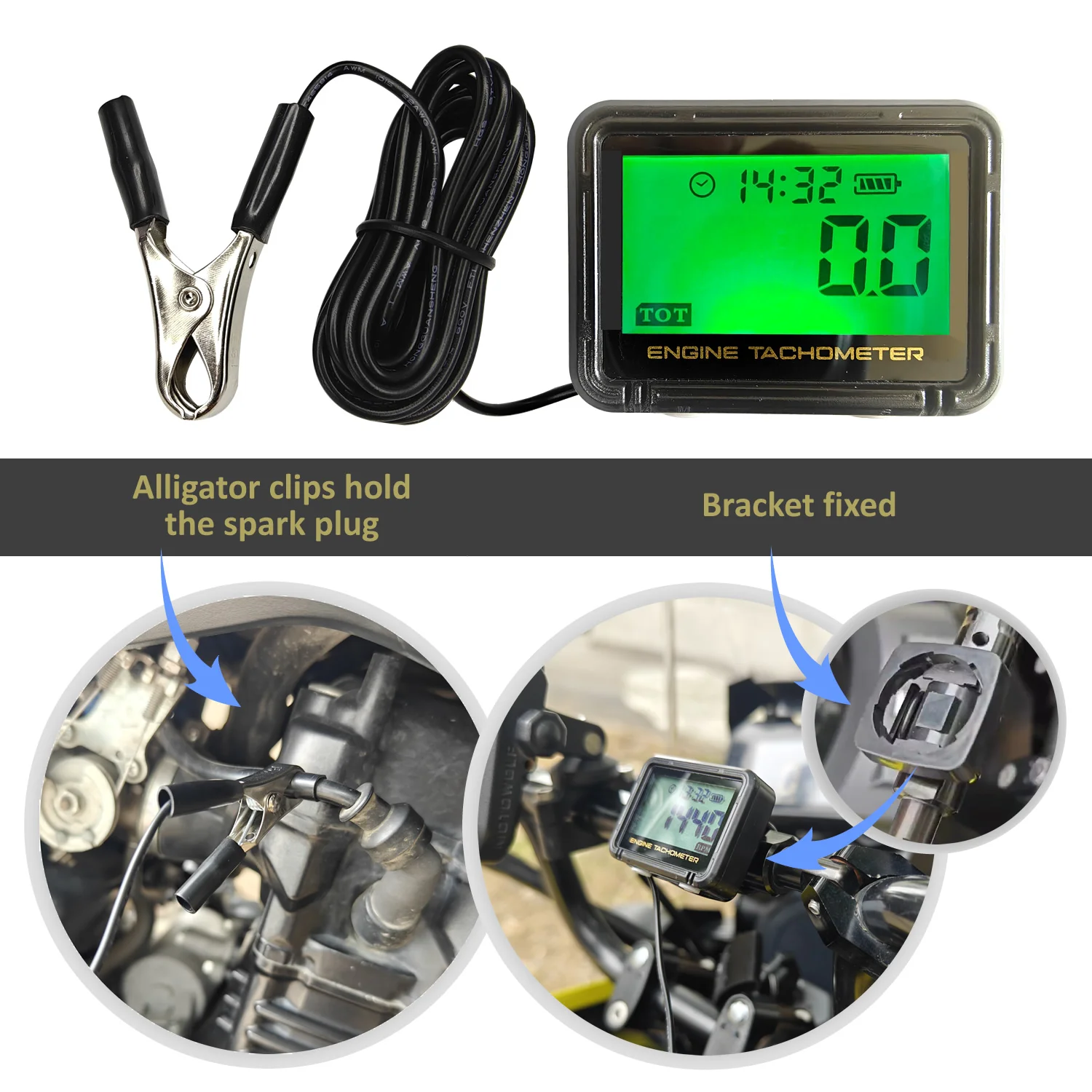 engine tachometer tachometer gauge tachometer meter Waterproof Digital Big Screen Engine Tachometer Motorcycle Multifunction Tach Hour Meter RPM SVC Clock For Boat Moto With Clip