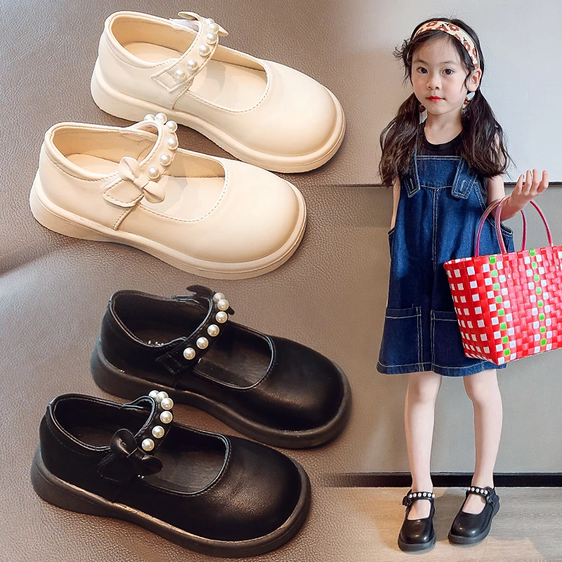 Zapatos de uniforme escolar de estilo británico Retro para niñas, mocasines de princesa con lazo poco profundo perlas, 2022| AliExpress