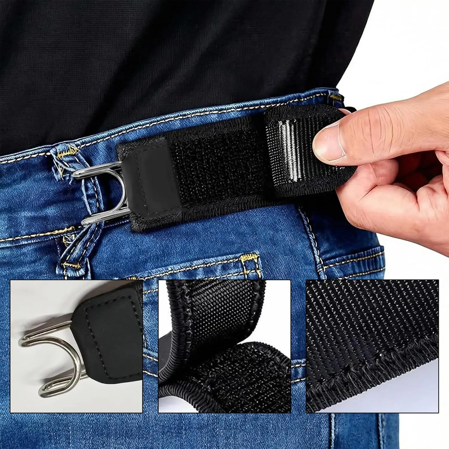 Adjustable Tactical Belt For Men & Women No Buckle Work Strap_voghion.com