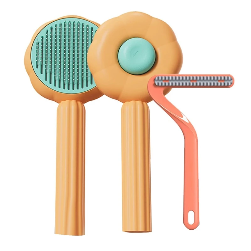 

2Pcs Cat Brush Dog Brush Cat Brushes For Long Haired Cats Cat Grooming Brush Orange