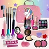 Kid Safe Girl Makeup Kit Set Unicorn Mermaid Box Pretend Role Play Beauty Cosmetic Bag Lipstick Nail Polish Washable Gift Toy 1