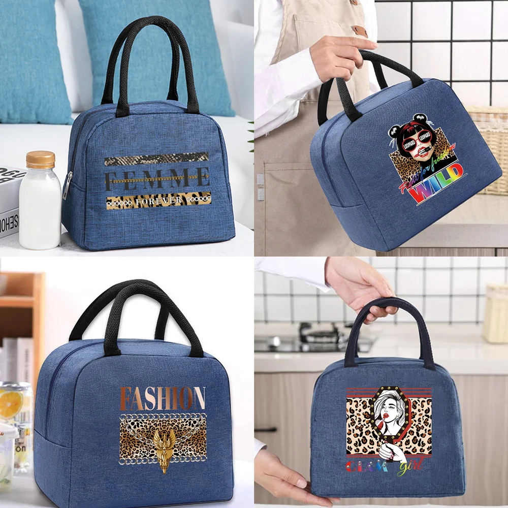 

Insulated Lunch Bag Unisex Thermal Bag for Work Storage Food Picnic Cooler Tote Organizer Bag Leopard Pattern Lunch Handbag