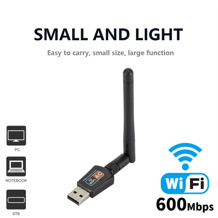 Dual Band 600Mbps USB wifi Adapter 2.4GHz 5GHz WiFi with Antenna PC Mini Computer Network Card Receiver 802.11b/n/g/ac
