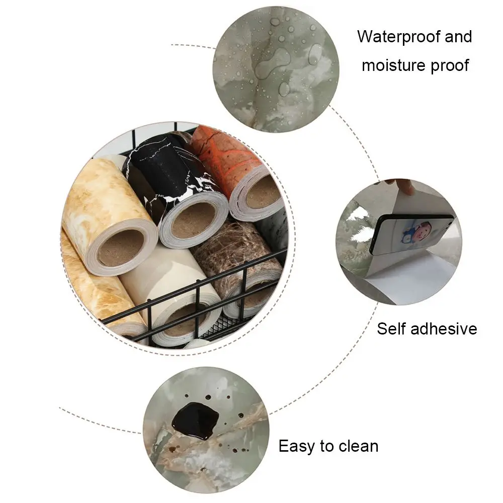 Waterproof Marble Wall Border Stickers for Living Room