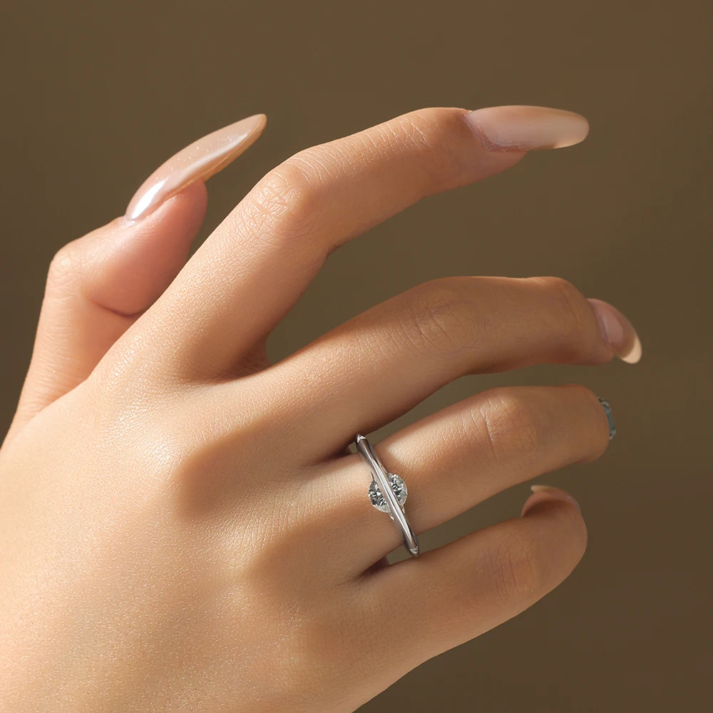 ATTAG 라운드 컷 1.0CT Moissanite 스터드 귀걸이 여성용 스피너 링 남성용 솔리드 s 우아한 웨딩 파티 쥬얼리 세트