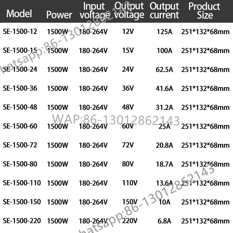 조절 가능한 디지털 디스플레이 1000W 1200W 1500W 스위칭 전원 공급 장치 12V 24V 36V 48V 60V 72V 80V 110V 150V 220V 변압기 SMPS