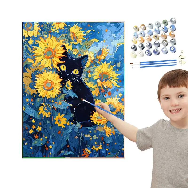 Set Di Pittura A Olio Kit Di Olio Digitale Per Gatti Dipinto A Mano Su Tela Pittura A Olio Per Amici Ragazze Bambini Famiglia