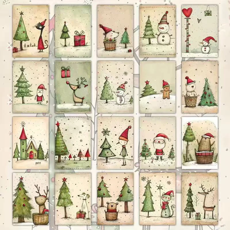 Christmas Greeting Card Adorable Pages with Illustrations Ideal for Xmas Memory Keeping Journal Decoration Unique Craft Supply