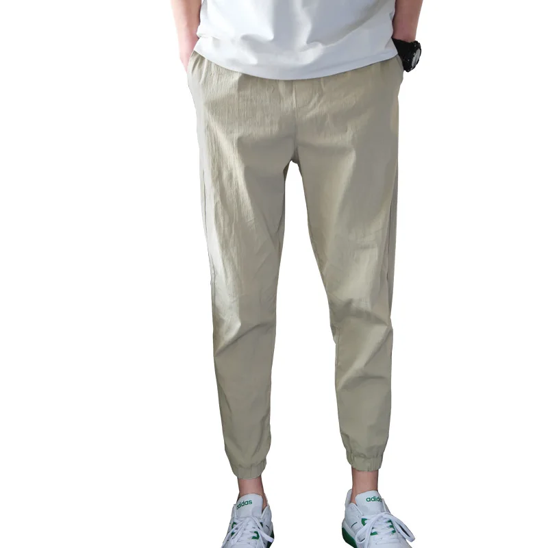 Men's Slim Fit Cotton Joggers - Summer Lightweight Ankle-Length Pants