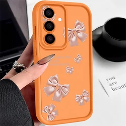 Pink Bowknot Silicone Phone Case - Stylish Soft Cover Design - Samsung A16 5G (A736 Orange)