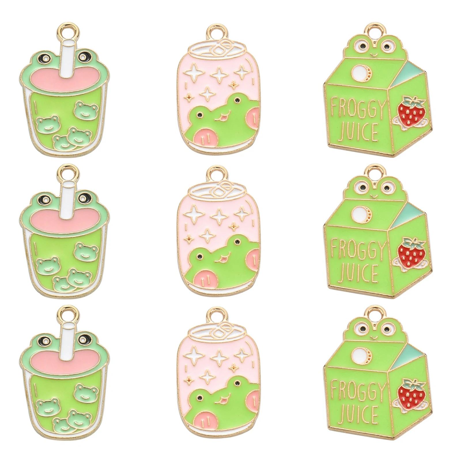 Pandahall 15 Pz 3 Stili Smalto Rana Charms Bevanda Animale Charms Carino Rana Bevande Charms Per Gioielli Fai Da Te Artigianato