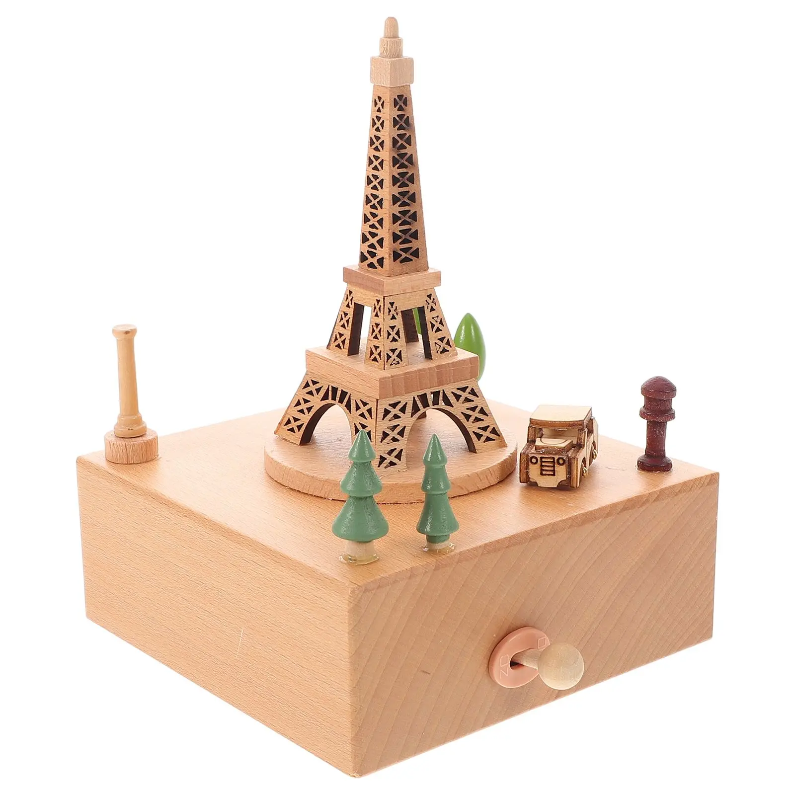 Wooden Music Box Eiffel Tower Shape Creative Design Soothing Melodies Gifts For Women Child Birthday Valentine Home Decor 5