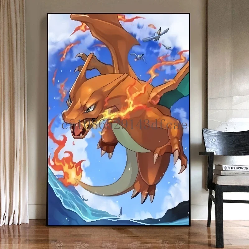 ポケモン漫画キャンバス絵画,カリザードサラメポスター,壁画,壁の芸術