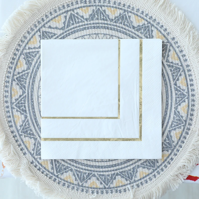 

Disposable party dining table birthday white gold-plated tissue wedding decoration baby shower party supplies