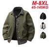 Plus Size 8XL Autumn Men's Casual Jackets Fake 2 Pcs 2025 Spring New Zipper Big Pockets Windbreaker Windproof Loose Coat Male 1