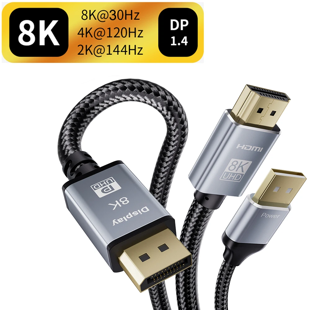 HDMI 2.1-Displayport 1.4 ̺ DP ȯ  PS4    Aux Displayport Tv ڽ ̺ 8K 30Hz