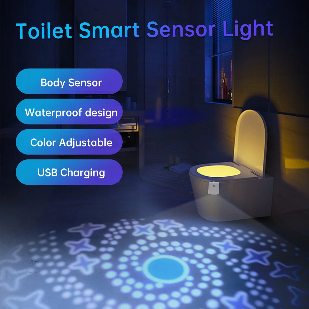 Lampe De Toilette LED LAVAED Avec Détecteur De Mouvement - 8 Couleurs Changeantes, Piles AAA - Lot De 2