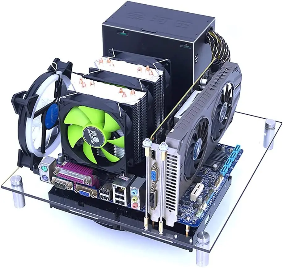 Chassi Aberto de pc Acrílico Transparente Case de Dissipação de Calor Plataforma Matx Banco de Teste de Placa-mãe Caixa do Computador Diy