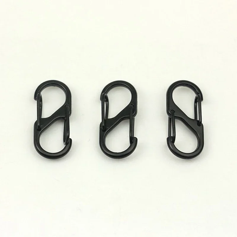 10PCS Stainless Steel S Type Carabiner With Lock Mini Keychain Hook Anti-Theft Outdoor Camping Backpack Buckle Key-Lock Tool 2