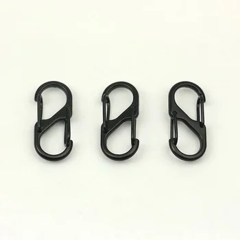 10PCS Stainless Steel S Type Carabiner With Lock Mini Keychain Hook Anti-Theft Outdoor Camping Backpack Buckle Key-Lock Tool 2
