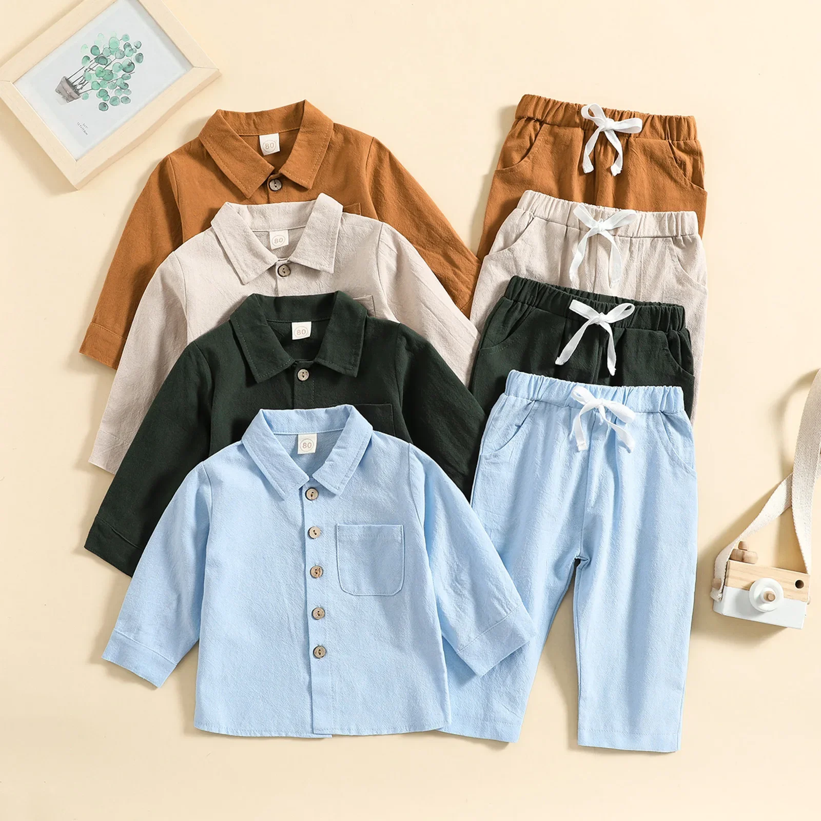 

2023 Kids Boys Clothing Sets 1-4 Years Autumn Cotton Children Boys Button Long Sleeve Shirts Pants Clothes Suit for Kids Outfits