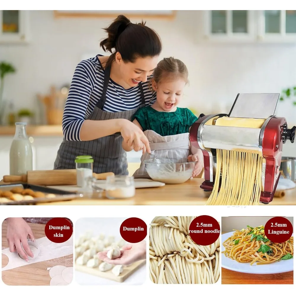 Electric Pasta Maker Household Noodle Making Dough Pressing Machine Built-in 2.5mm Cutter 135W 5Kg/H Output for Commercial Home 2