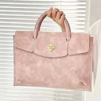 Ins rose femmes pochette d'ordinateur en cuir Pu Design de luxe sac à main étanche grande capacité pour Macbook Pro Air Huawei Lenovo 5