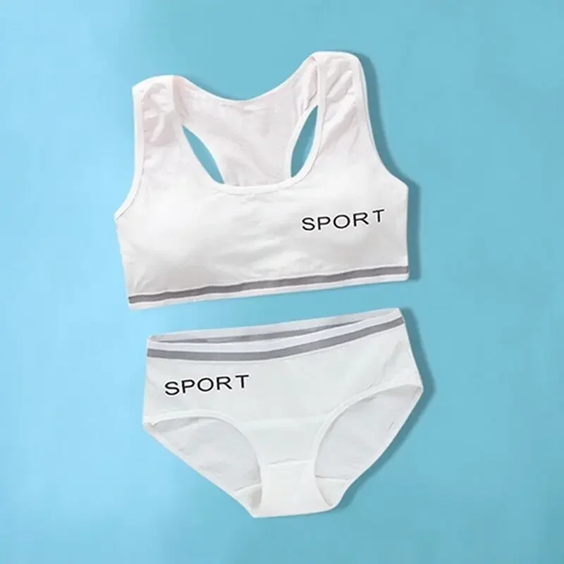 Pantie and Bra Girls Underwear Vest Development Teens Suit Pure Cotton Vest Double Layer Hipster Puberty Little Girl's