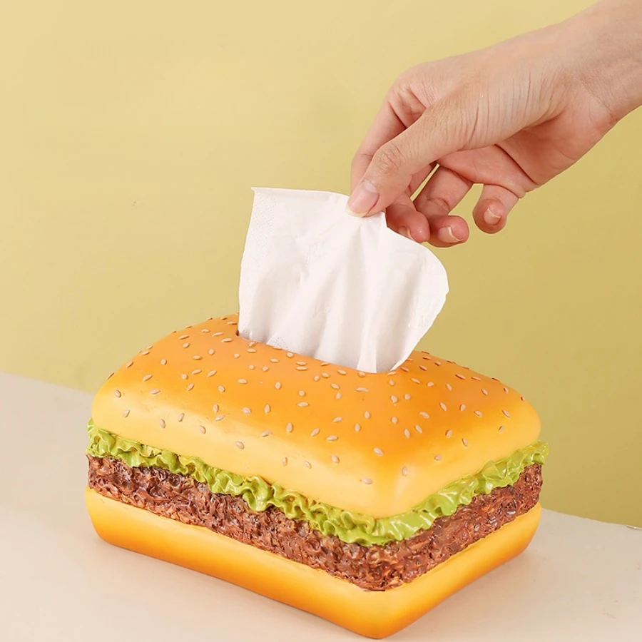 Hamburg tissue box simulation creativity is okay, retro living room drawer paper box, home fun decoration ornaments 3