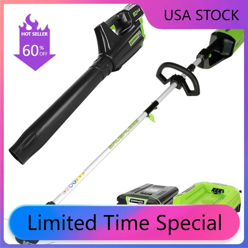 

Greenworks Pro 80V Cordless Brushless String Trimmer + Leaf Blower Combo, 2Ah Battery and Charger Included STBA80L210