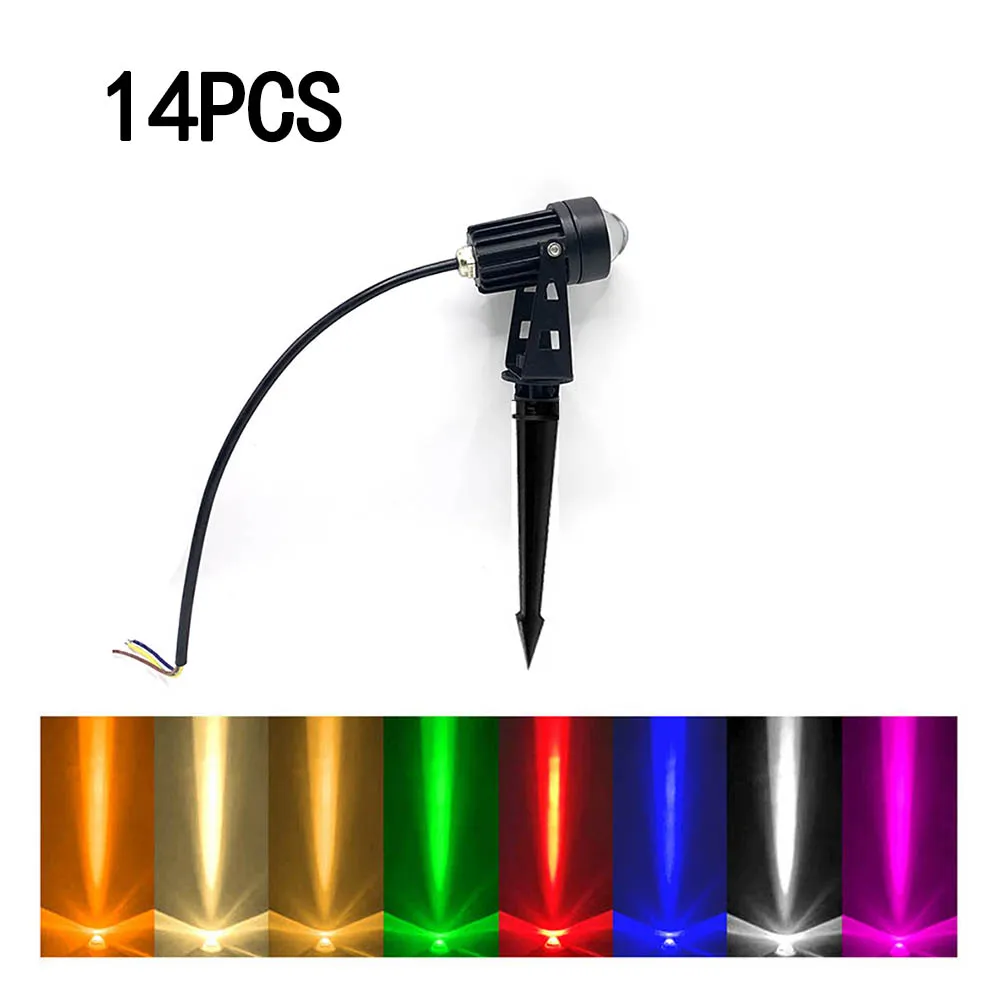 14PCS outdoor LED wall spotlights landscape lighting colorful IP65 waterproof one bunch of lights with ground plug AC85-265V led solar flood lights garden lawn lamps outdoor waterproof garage security wall plug dual purpose human body induction lighting