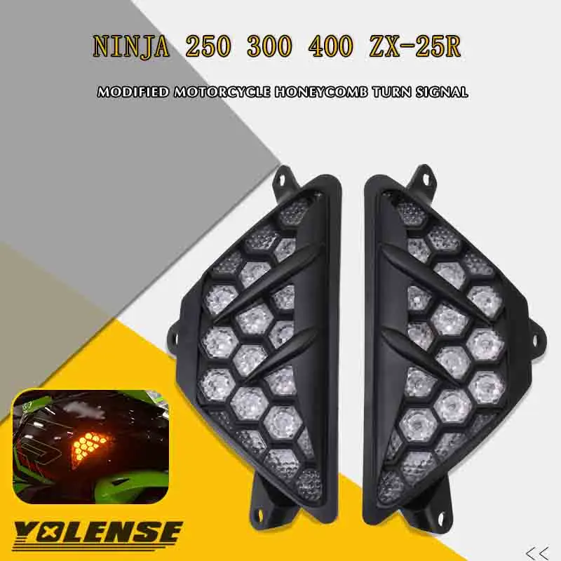 오토바이 핸들 바 라이트 엔드 LED 방향 지시등, 핸들 바 그립 플러그, 사이드 마커 램프 조명, 2 개 10 전면 LED 방향 지시등 점멸등, 가와사키 NINJA250 NINJA300 NINJA400 ZX-25R ZX25R NINJA 400 300 오토바이