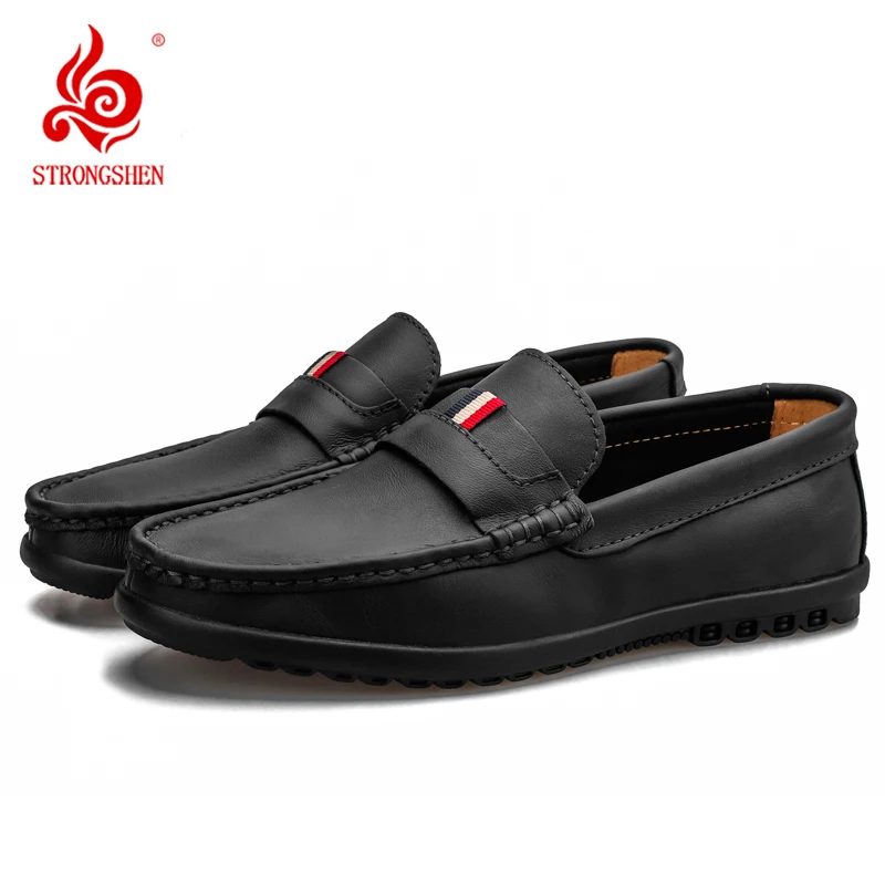STRONGSHEN Italian Mens Casual Shoes Luxury Brand Loafers Leather Moccasins Light Breathable Slip on Driving Shoes Boat Shoes