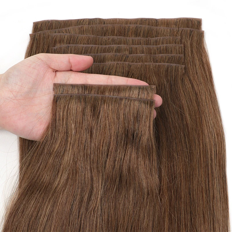 

Invisible Clip In Hair Extension Injected PU Thin and Soft Tape Weft Human Hair Extension On Hair 8Pcs/set 12-22inch 100G 120G