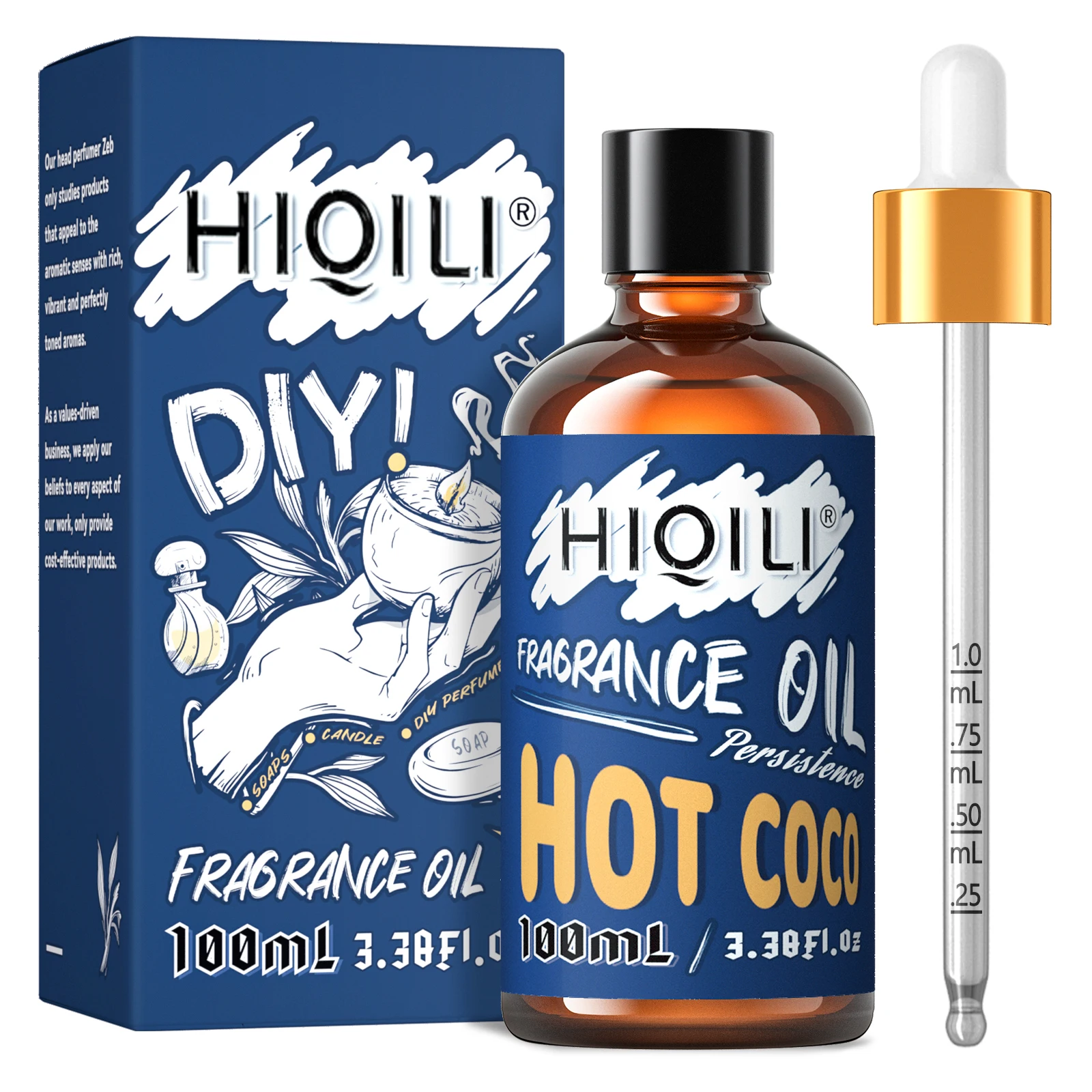 HIQILI 100ML Hot Coco Oil, 100% Pure Oil for Aromatherapy, Car Diffuser, Humidifier, Candle Making, Soap Making, DIY, Gift