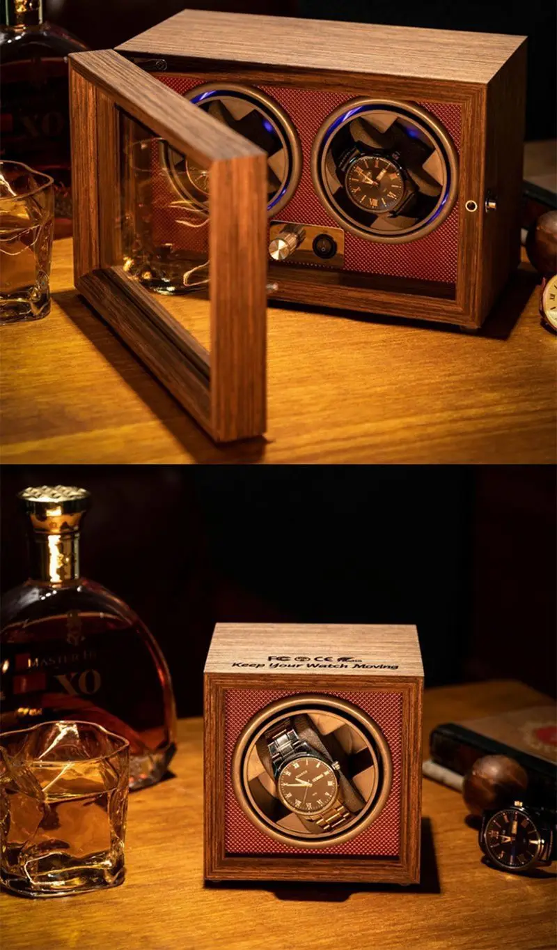 Luxury Automatic Watch Winder – Wooden Retro Organizer with Silent Motor and Anti-Magne... - SKU LAWW1609 - UGI Packaging