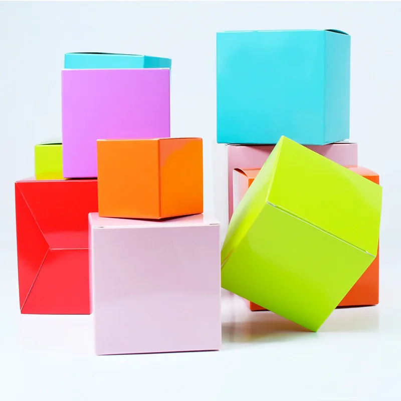 500 Teile/los Multi Größe Platz Kraft Geschenk Box Bunte Falten Verpackung Geschenk Box Vorschlag Box Für Braut Geburtstag Party