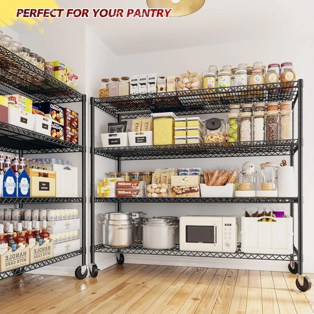 Storage Shelves 75.6" H Wire Shelving Unit with Wheels 2500LBS Heavy Duty Metal Shelves for Storage Adjustable 2