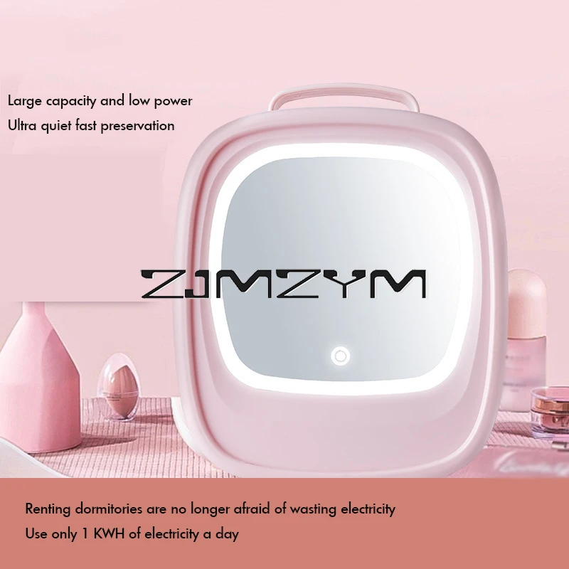 6L Mini Car Refrigerator Mirror Surface Fridge Car Home Dual-use Beauty Refrigerator Facial Mask Cosmetics Cooler With LED Light