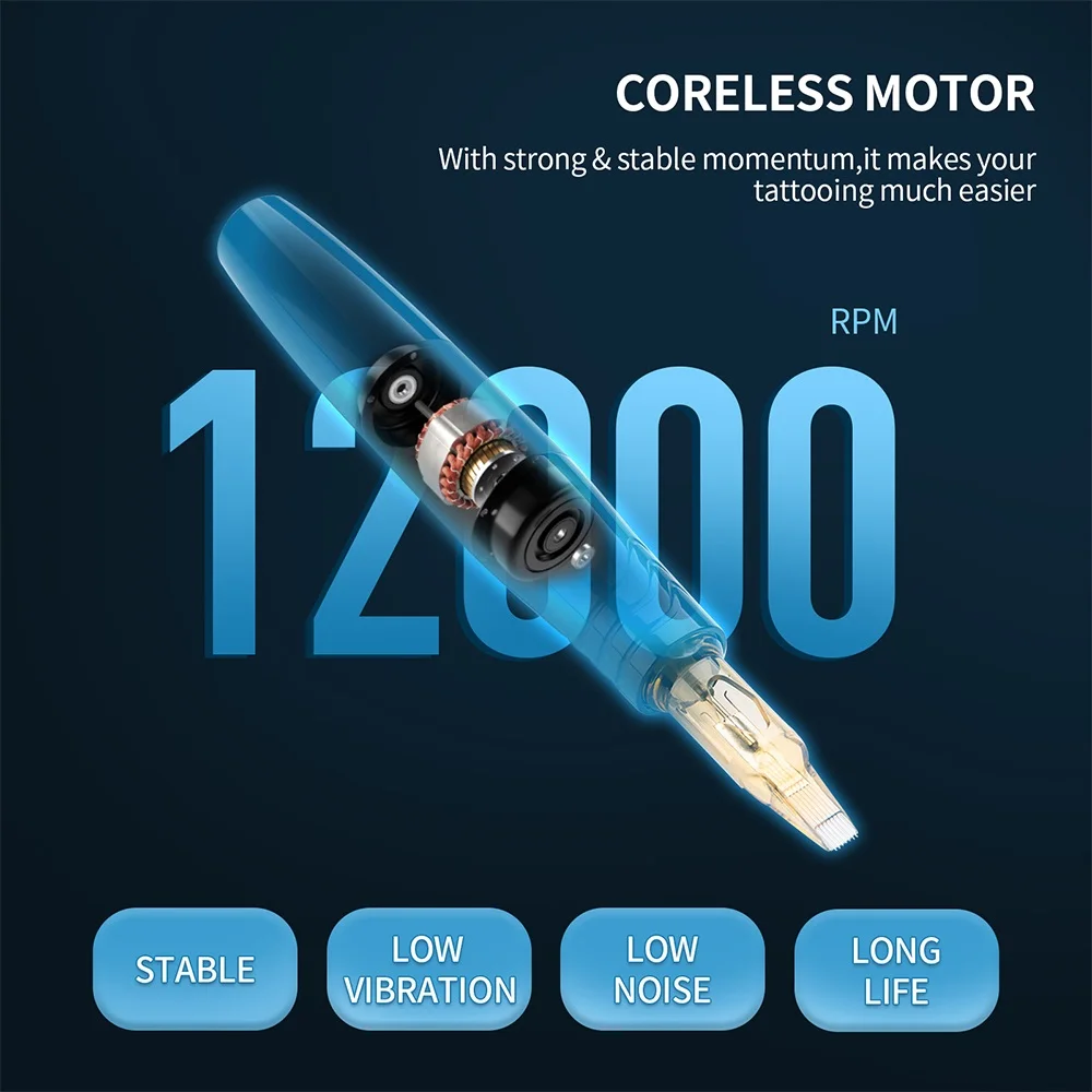 Cordless Tattoo Machine Kit Professional Rotary Tattoo Machine Pen Kit with Cartridges Needles Permanent Makeup Set tattoo supplies,tattoo kit,tattoo pen