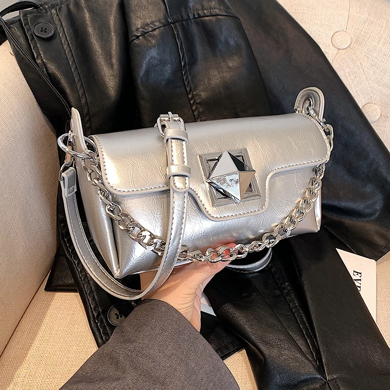 

Роскошная Серебристая Сумочка, женская сумка, Высококачественная кожаная сумка через плечо для женщин 2024, модная сумка через плечо, дизайнерская сумка и кошелек