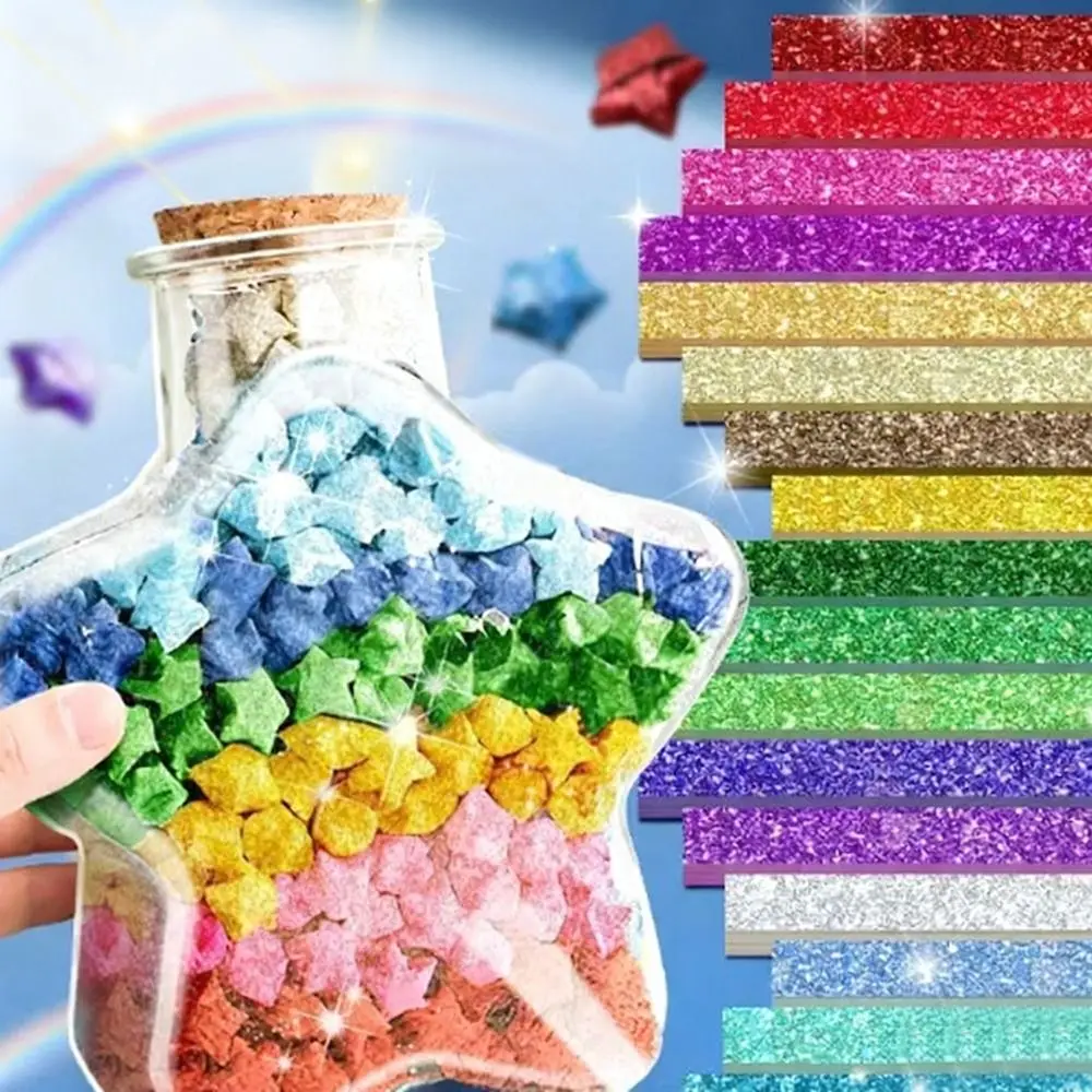 540 Sheets Colorful Star Origami Paper Cartoon Art Craft Lucky Star Origami Best Wishes Single Sided Scrapbooking