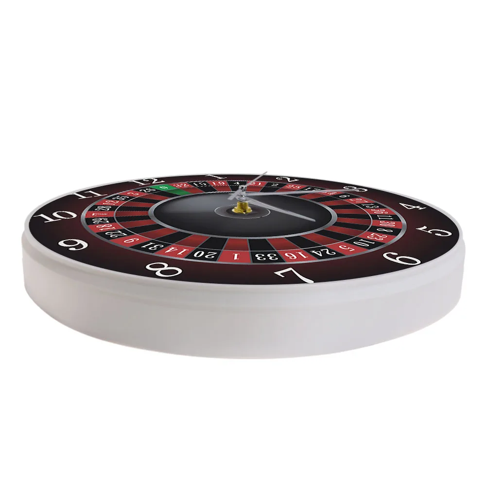 Poker Roulette Wall Clock With Black Metal Frame Las Vegas Game Room Wall Art Decor Timepiece Clock Watch Gambling Casino Gift silent clock