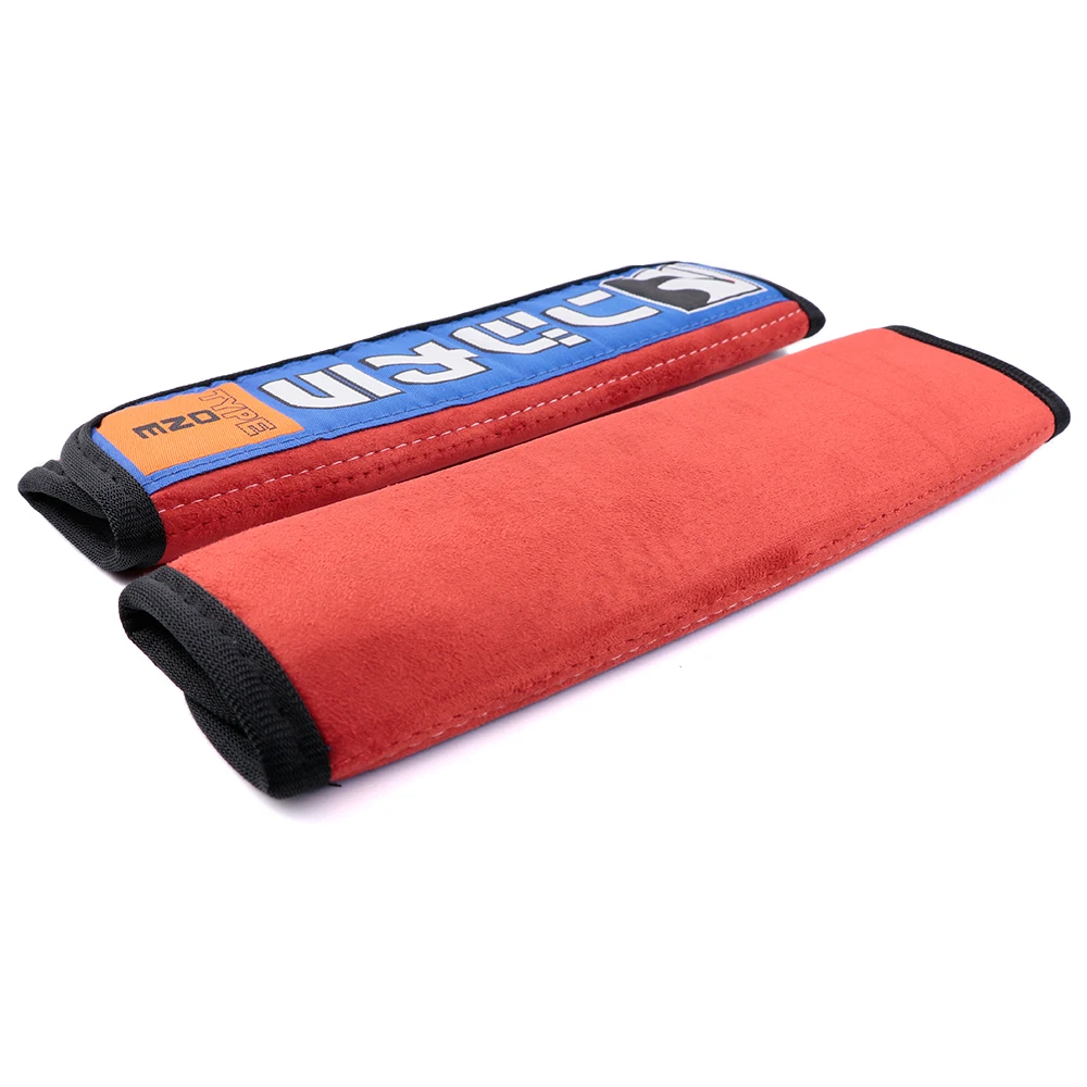 2pcs SPOON Sports JDM Style Suede Seat Belt Cover Soft Harness Pads Shoulder Pad, seat belt covers